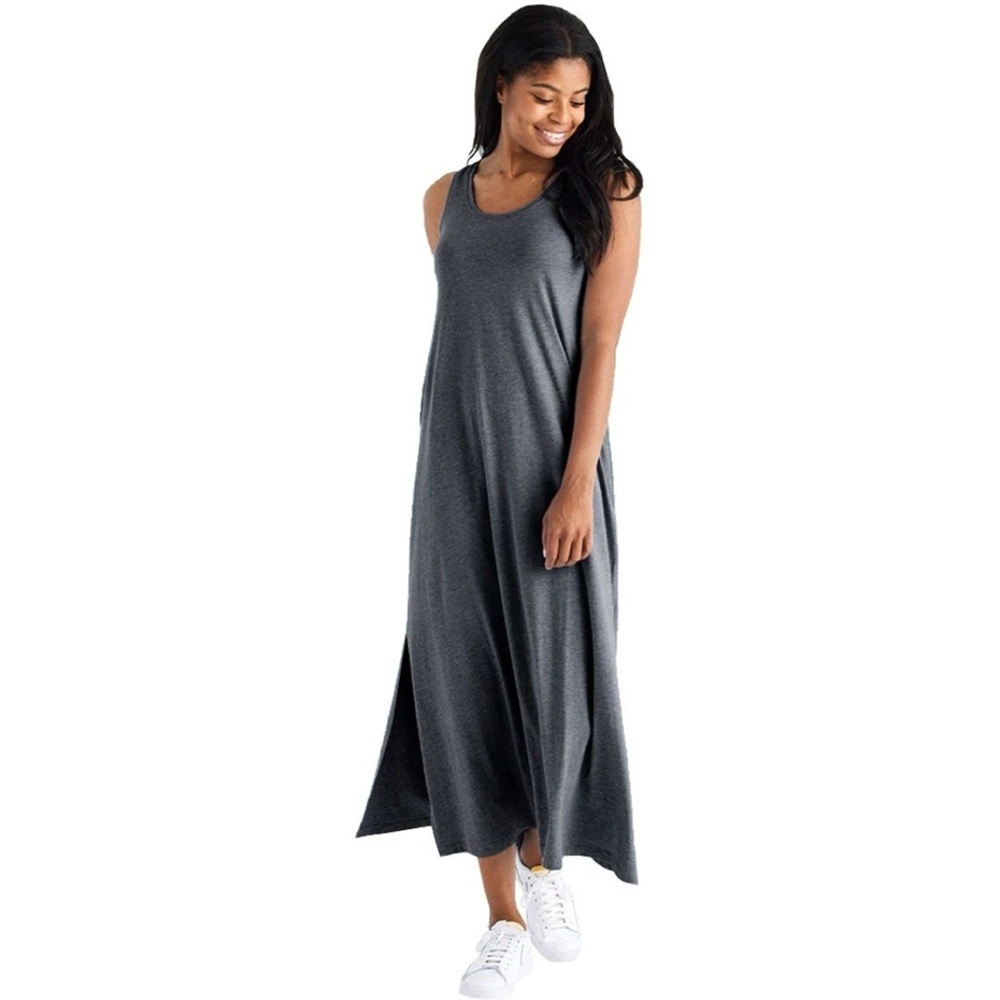 Free Fly‎ | Gray Bamboo Heritage Maxi Dress Large Heather Scoop Neck Classic